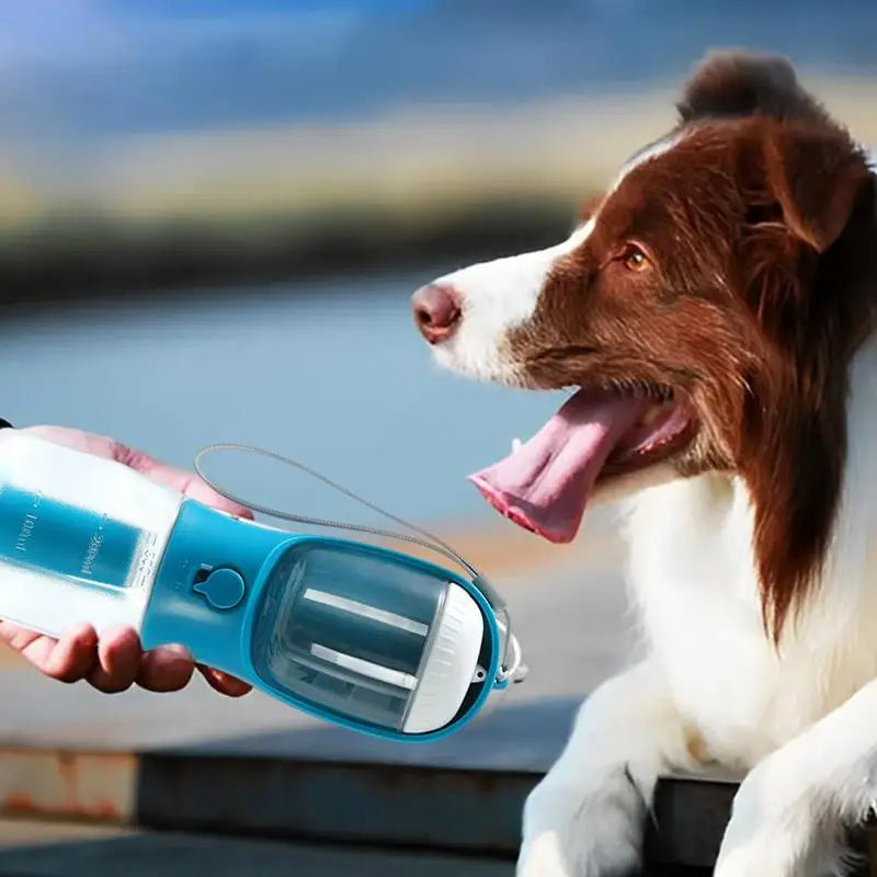3-in-1 Portable Dog Water Bottle with Food & Waste Bag Dispenser — Leak-Proof Travel Pet Water Cup