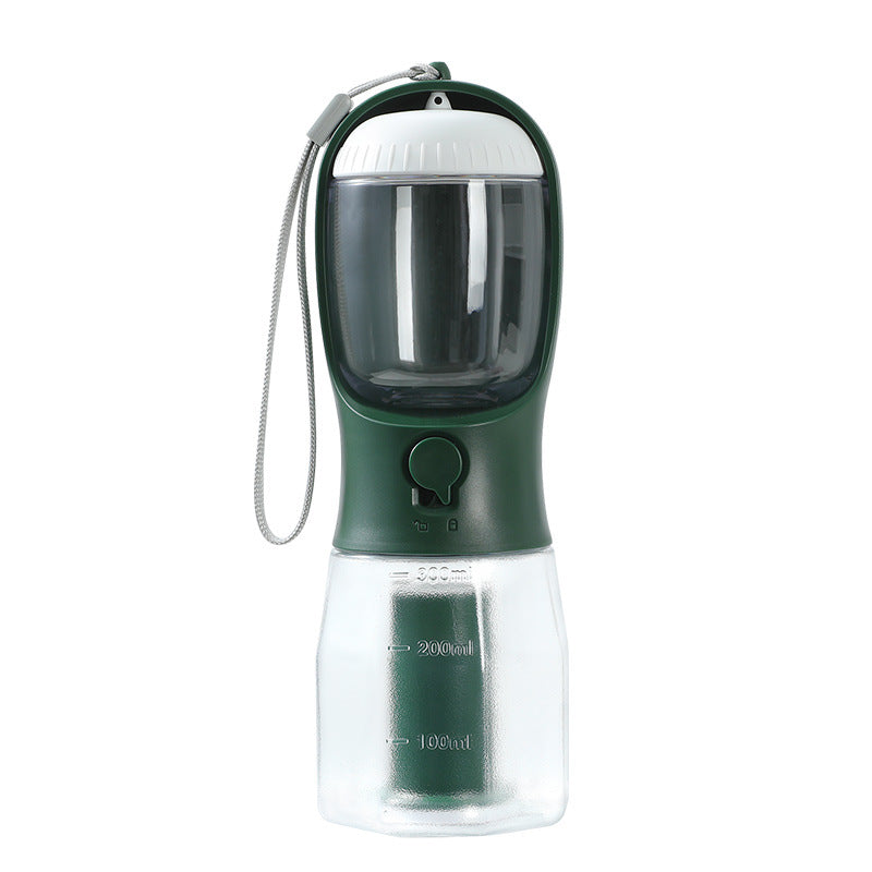3-in-1 Portable Dog Water Bottle with Food & Waste Bag Dispenser — Leak-Proof Travel Pet Water Cup