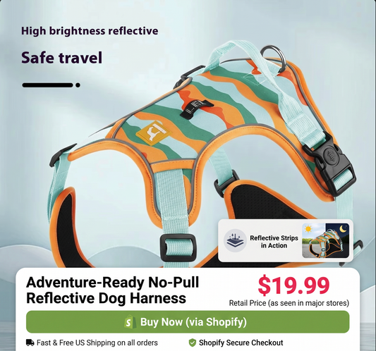 Reflective Dog Harness with Handle — No-Pull Chest & Back Clip, Adjustable Fit for Small, Medium & Large Dogs