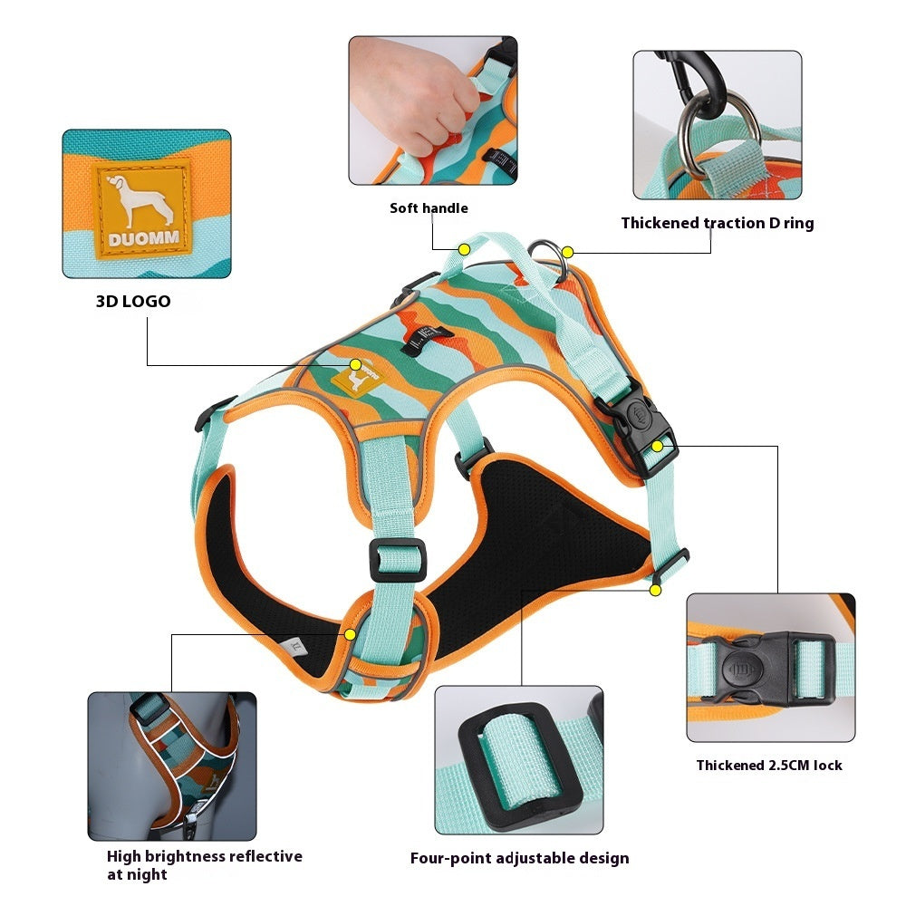 Reflective Dog Harness with Handle — No-Pull Chest & Back Clip, Adjustable Fit for Small, Medium & Large Dogs